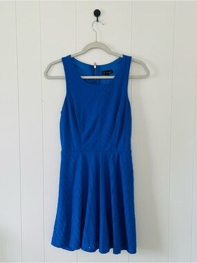 City Triangles Cobalt Blue Sleeveless Eyelet Midi Dress